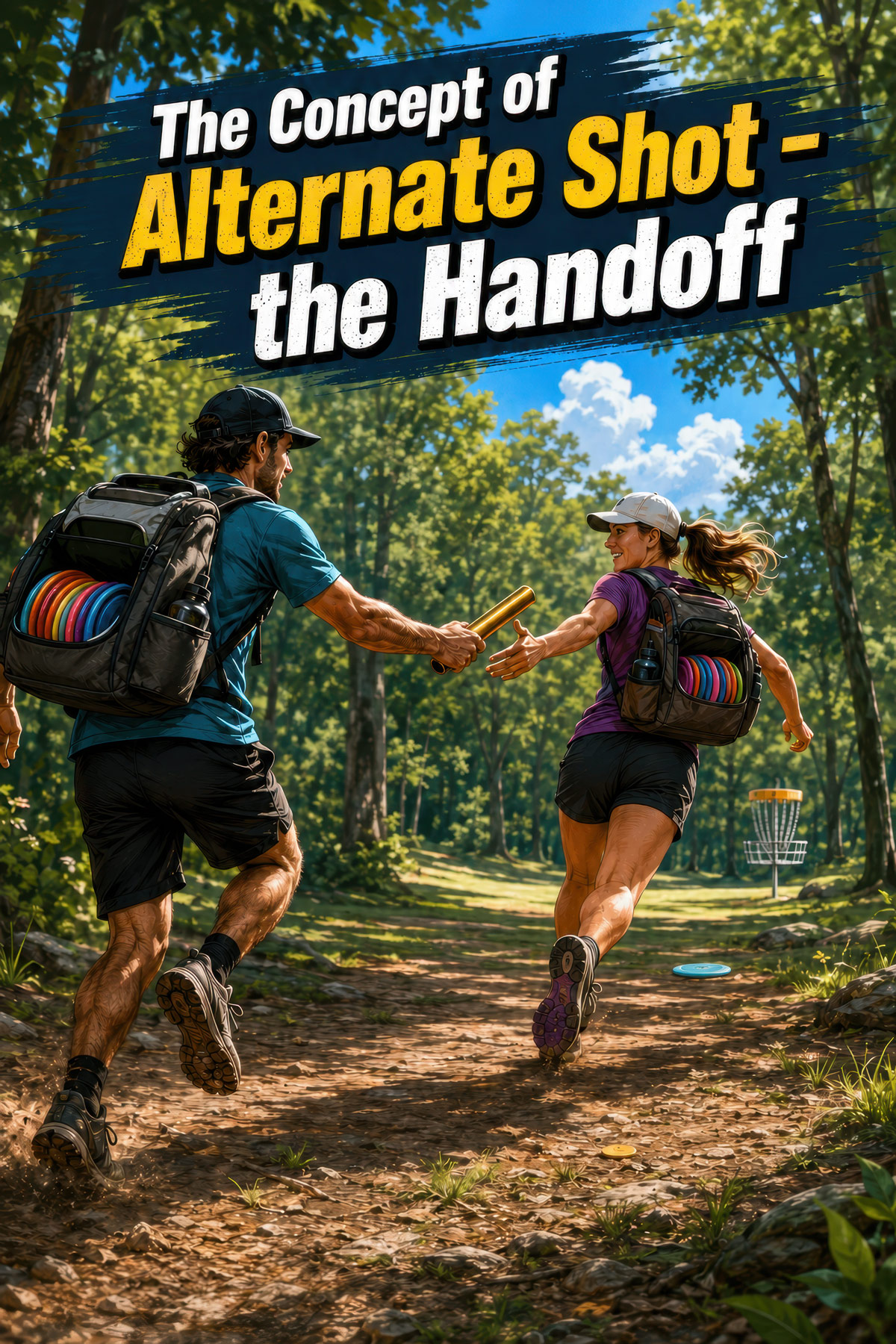 Alternate shot disc golf illustration