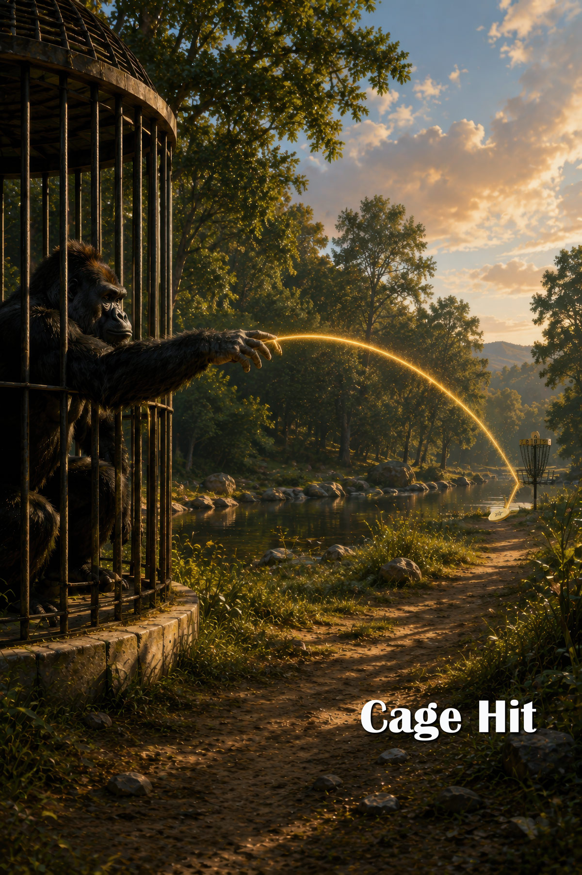 Cage Hit disc golf illustration