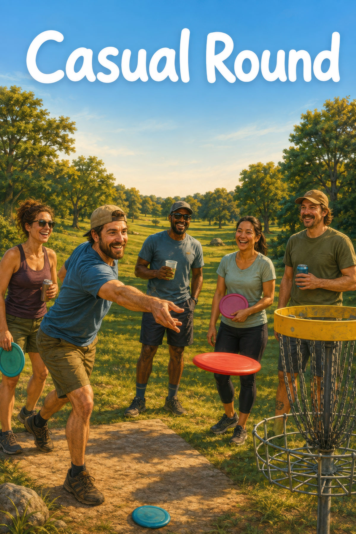 Casual round disc golf illustration