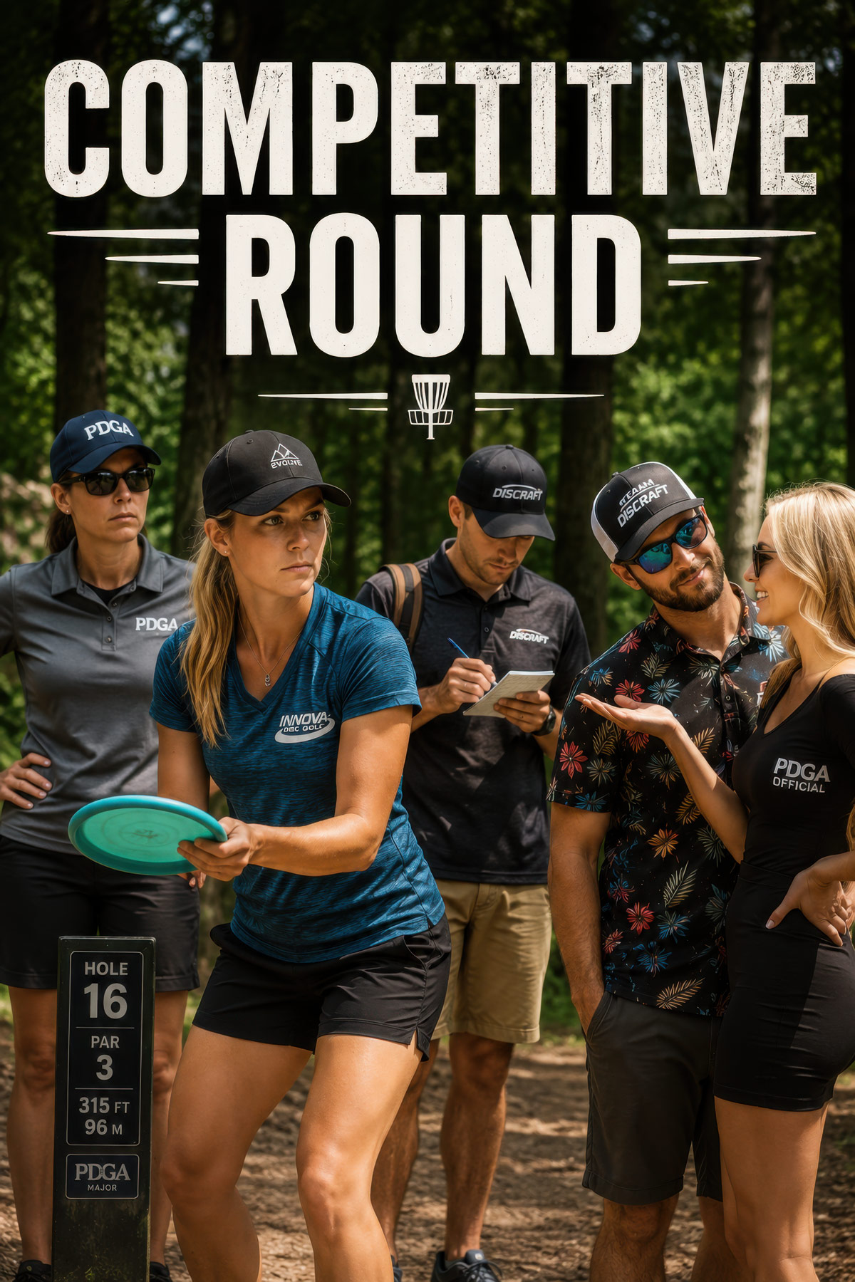 Competitive Round disc golf illustration