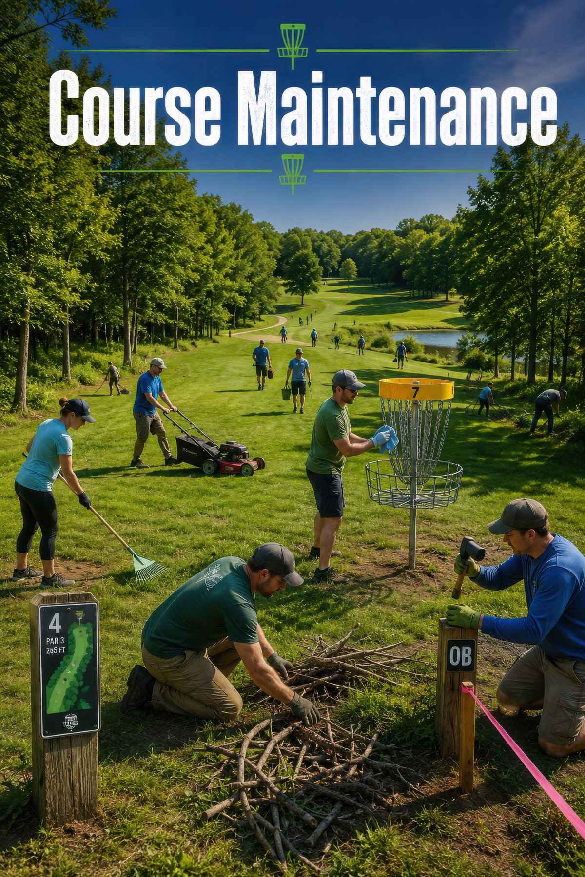 Course Maintenance disc golf illustration