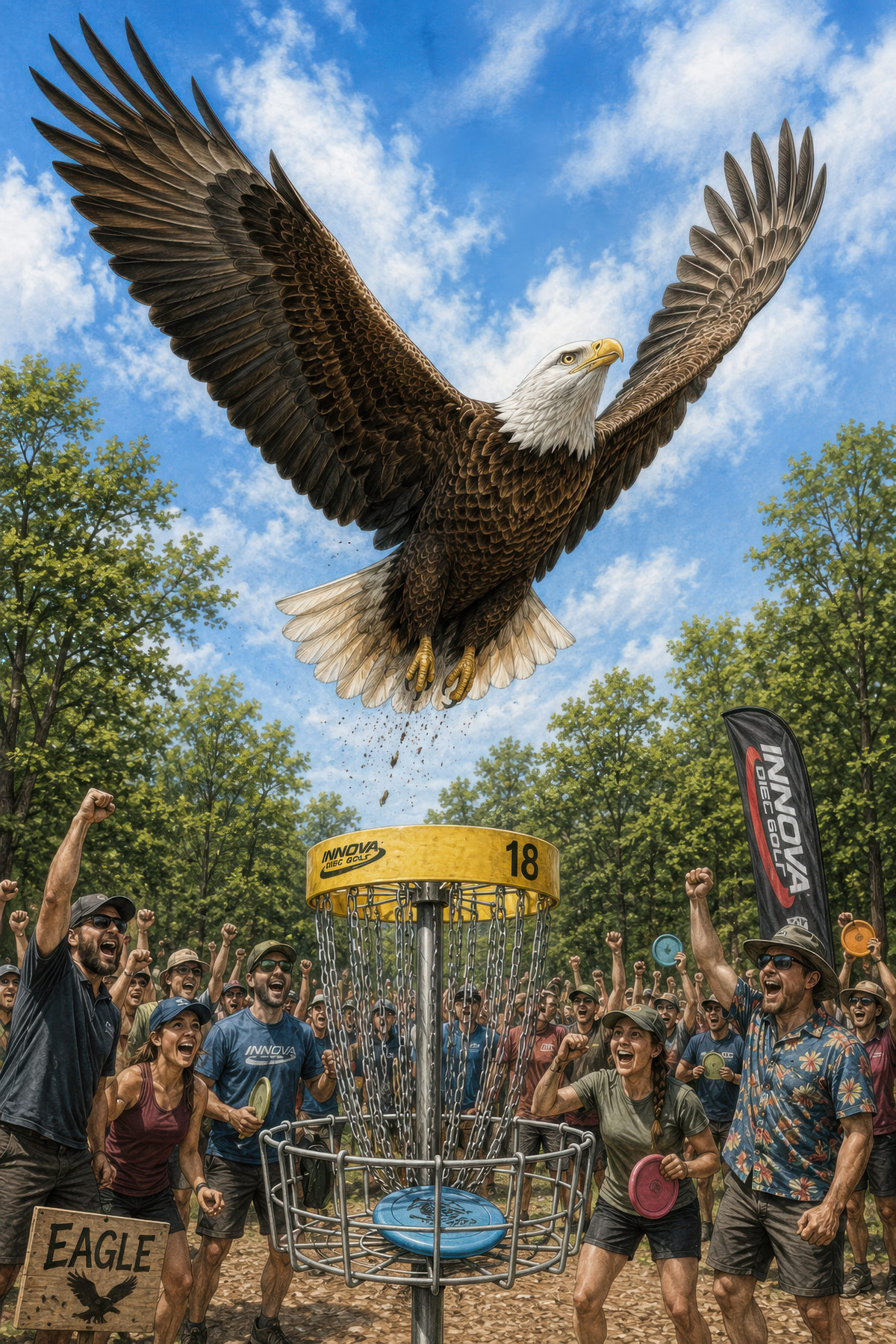 Eagle disc golf illustration