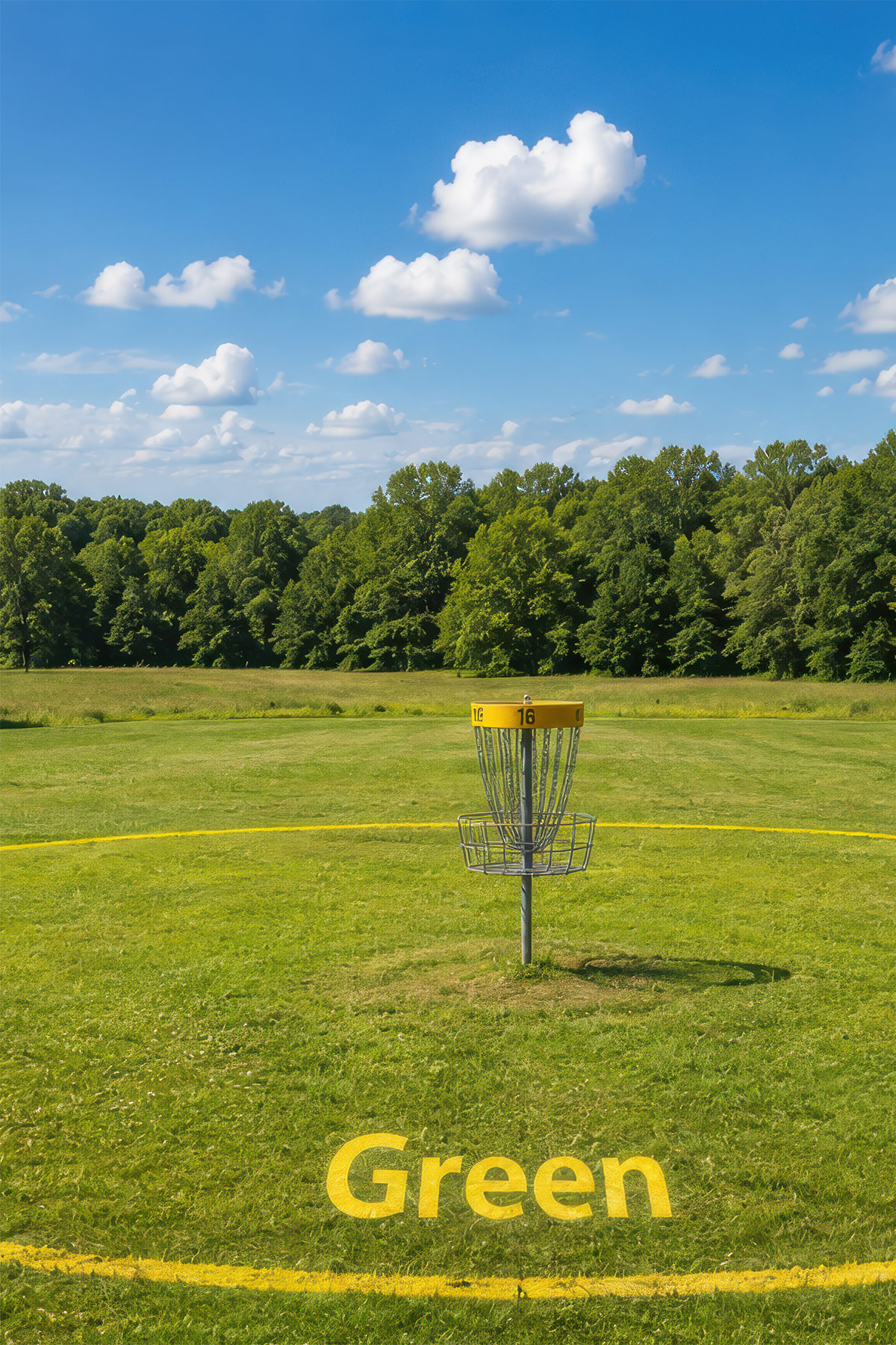 Green disc golf putting area illustration