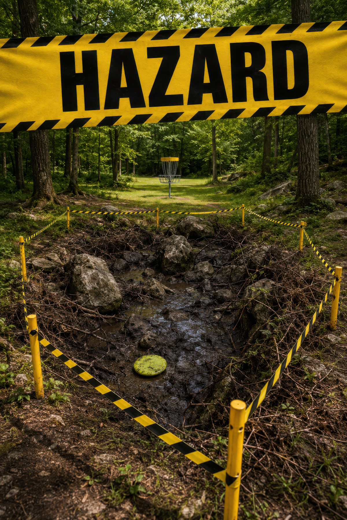 Hazard disc golf throw illustration