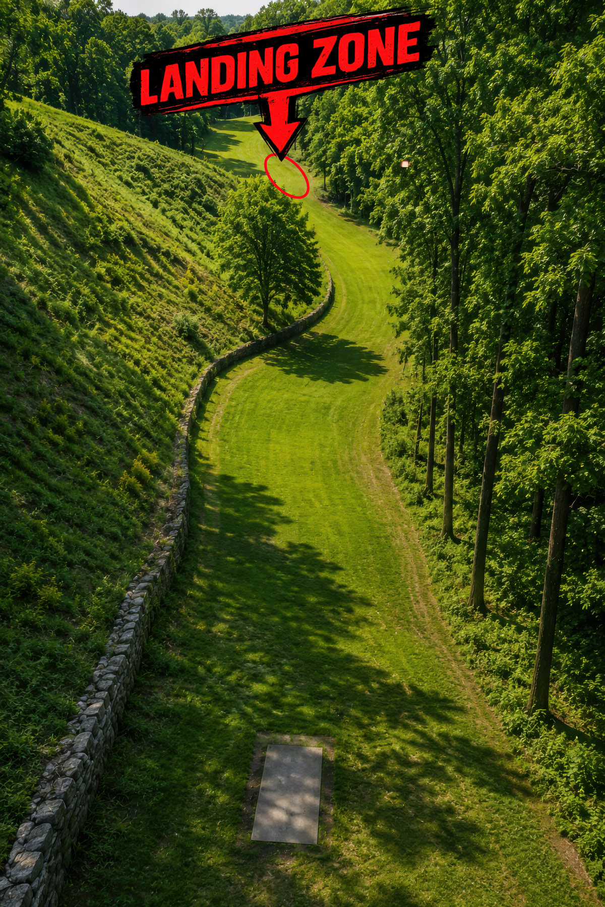 Landing zone disc golf fairway strategy illustration