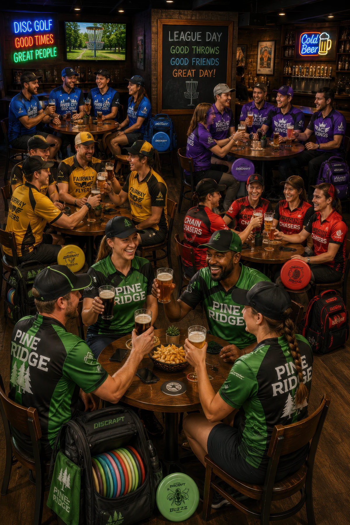 League Play disc golf illustration