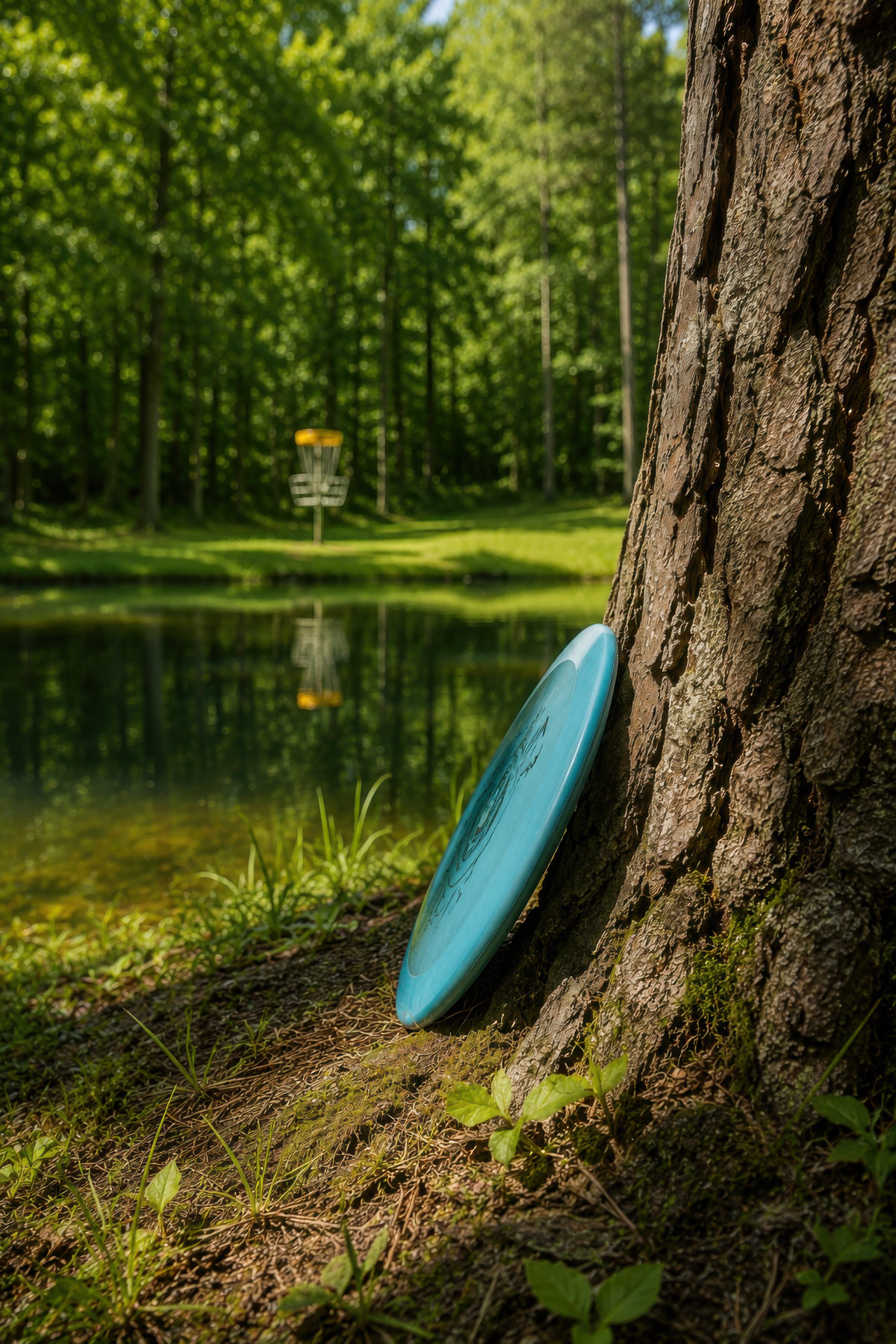 Lie disc golf position illustration