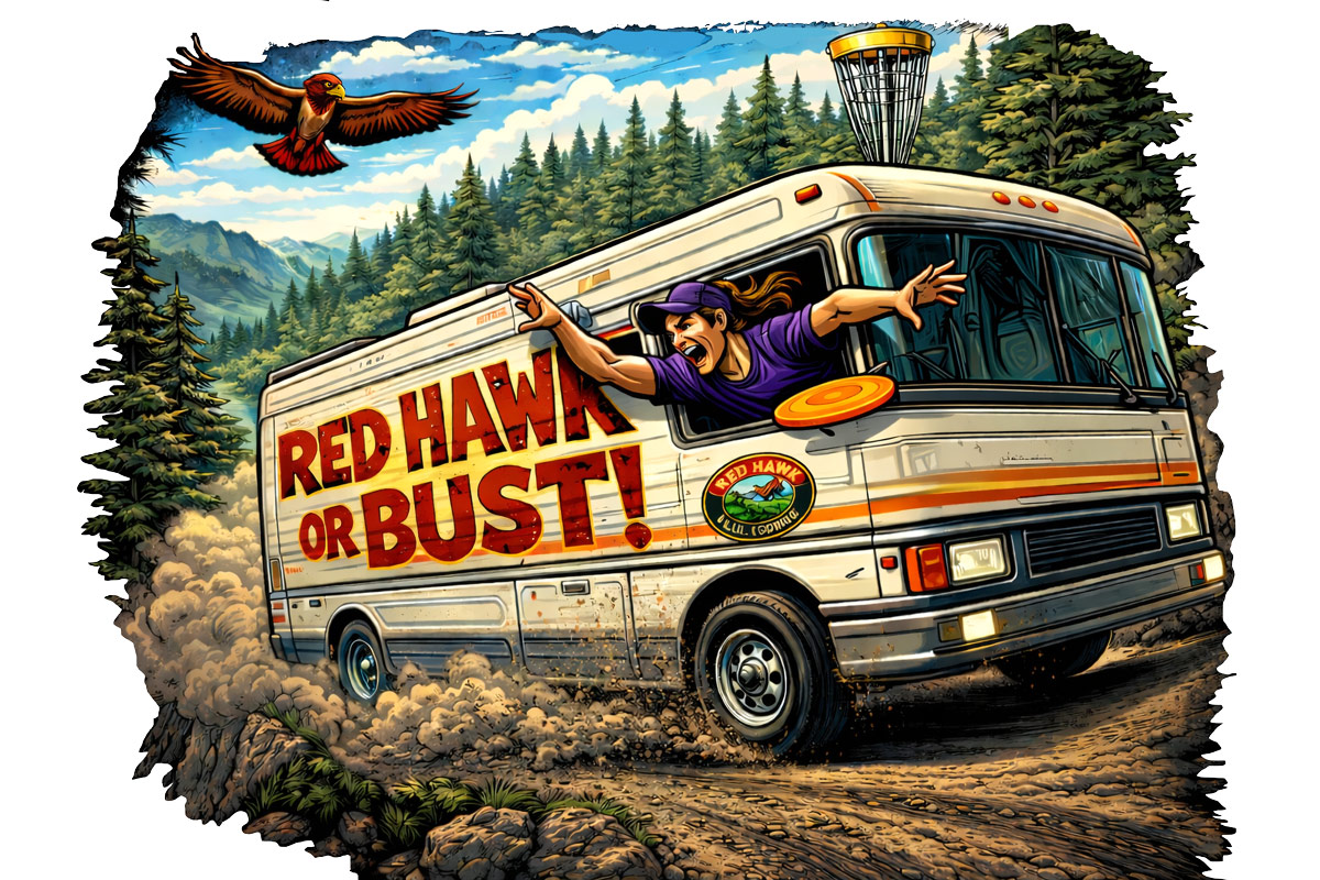 Multi-route hole disc golf fairway strategy illustration