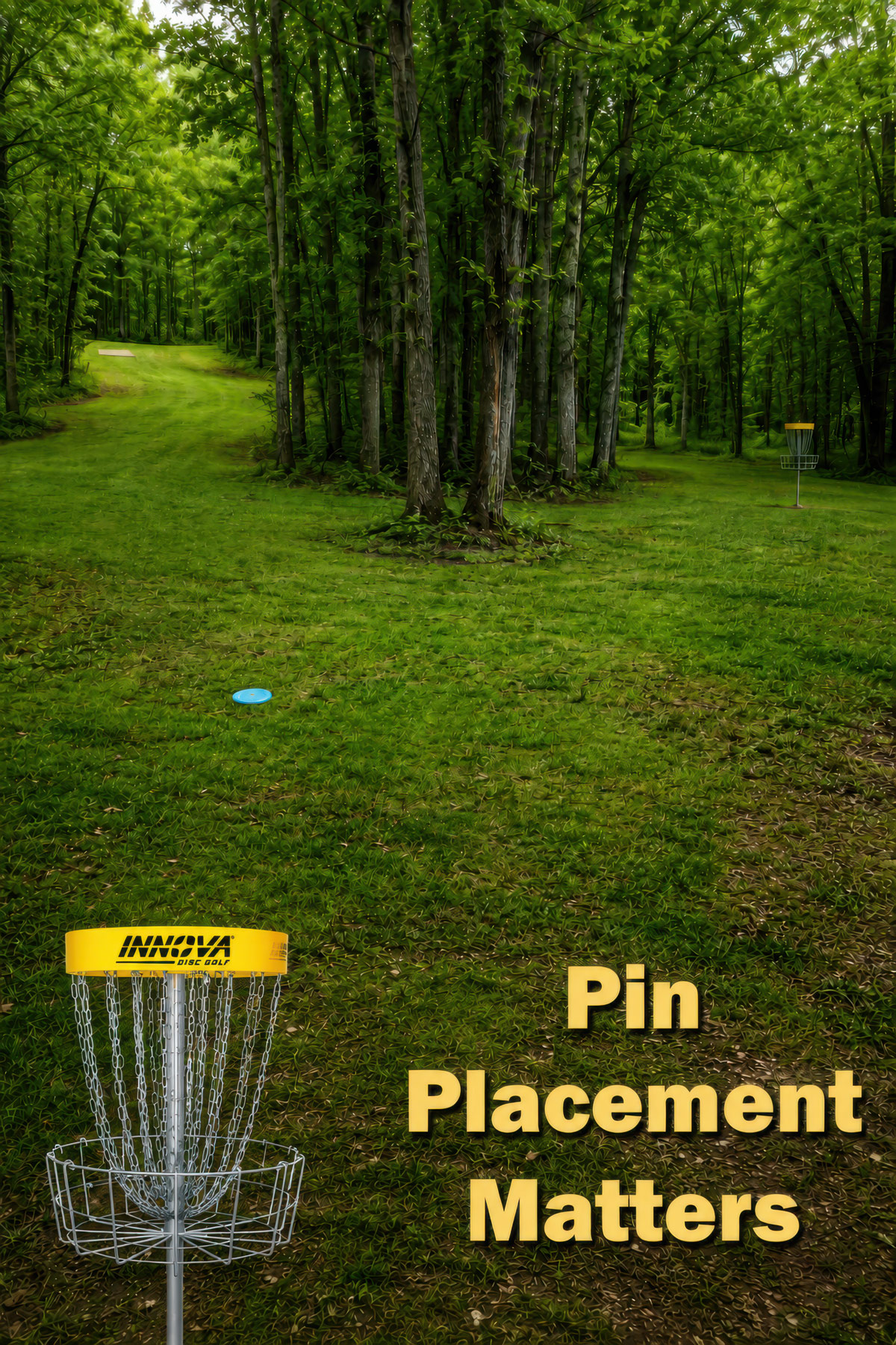 Pin placement disc golf basket position illustration