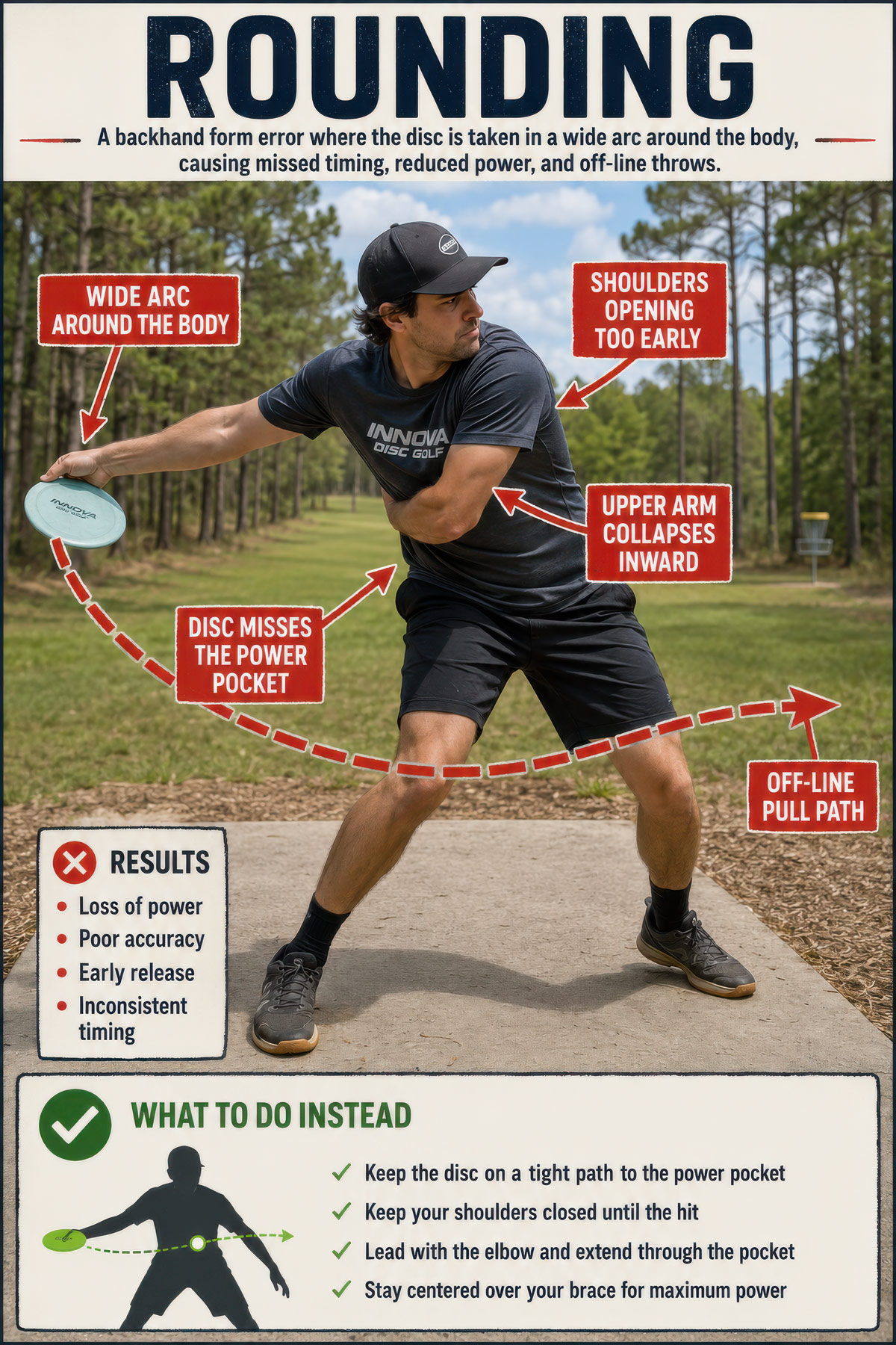 Rounding disc golf flight path illustration