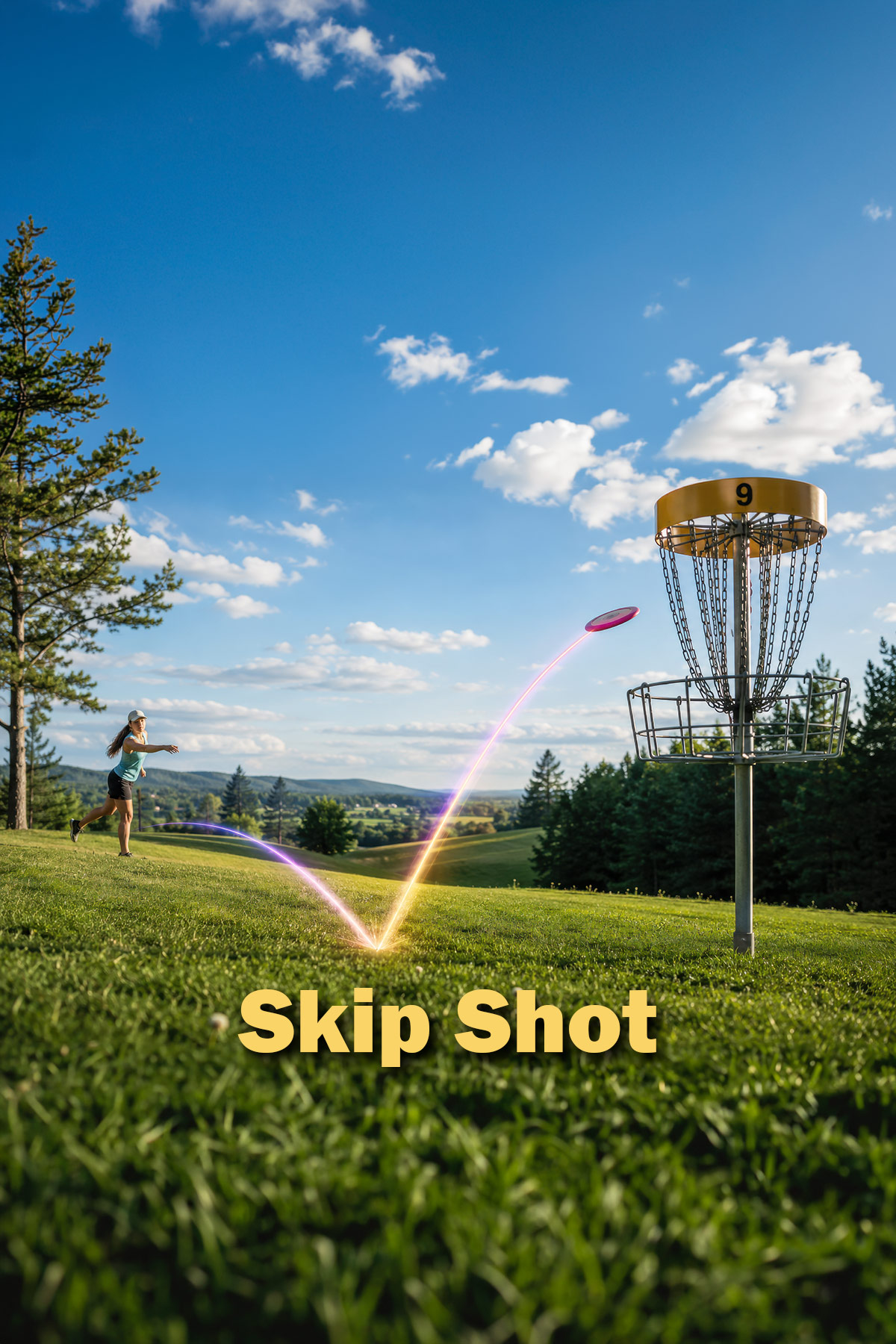Skip shot disc golf ground play illustration