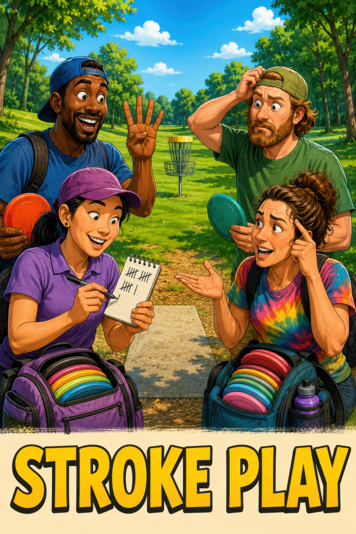 Stroke play disc golf illustration