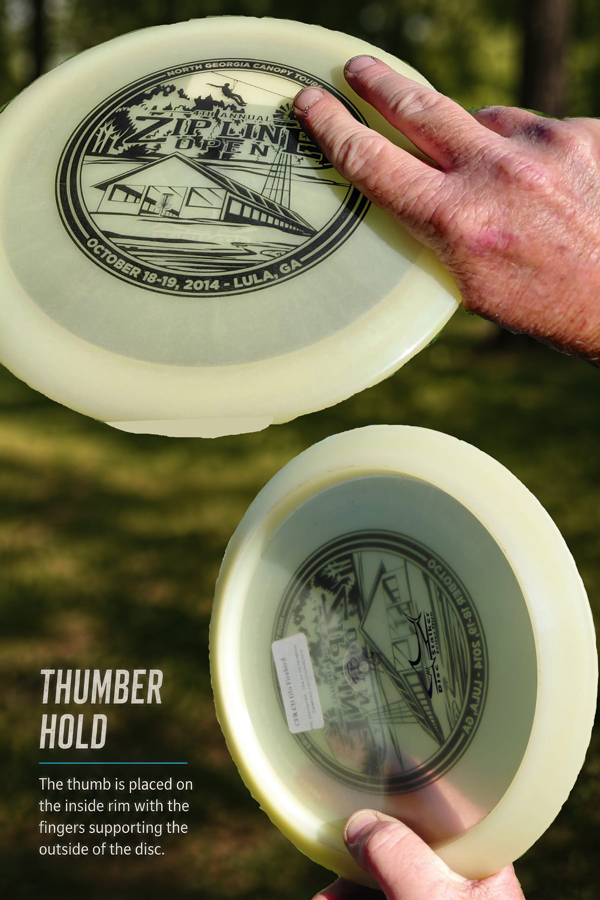 Thumber disc golf overhand throw illustration