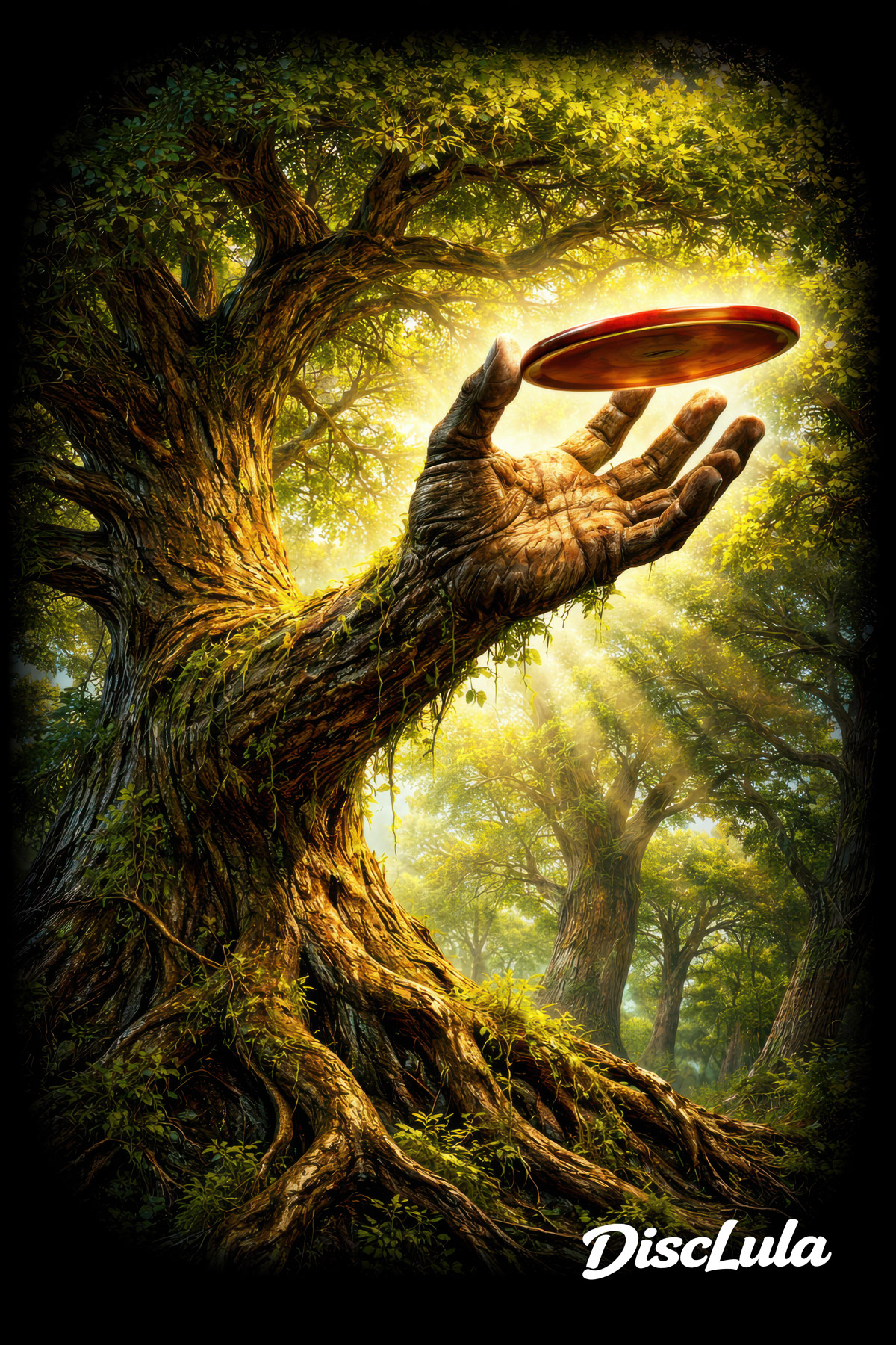 Tree love disc golf fortunate tree kick illustration